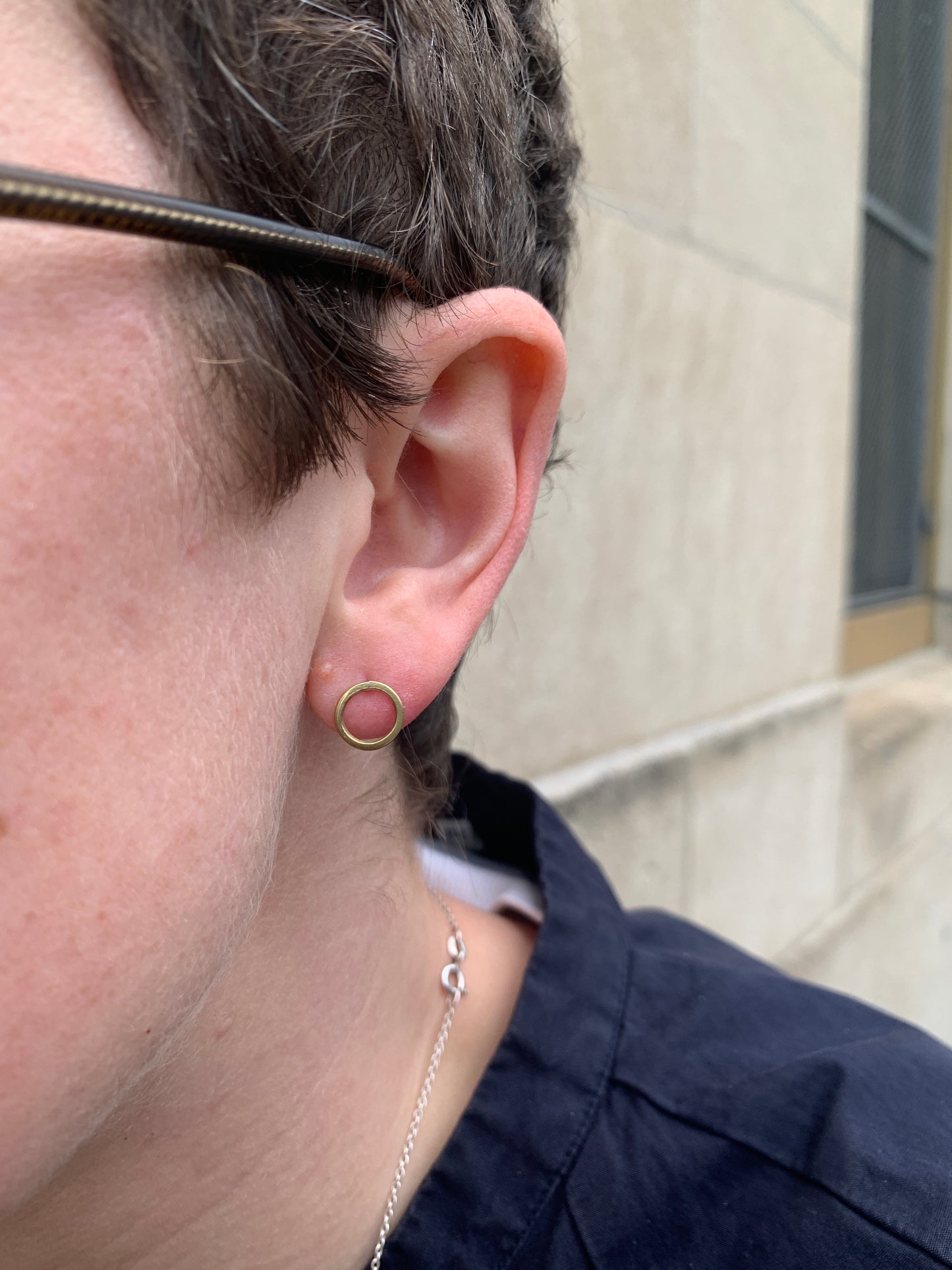 Ellyse Bendillo brass circle stud earrings featuring minimalist round design for a stylish, modern look.