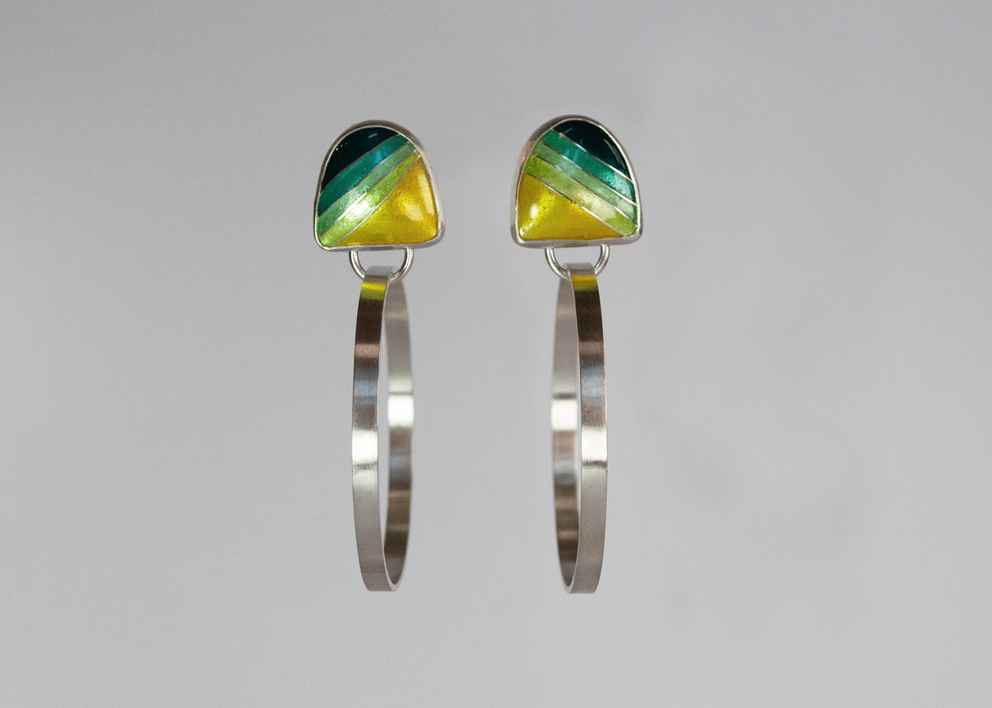 Yellow stripe gradient Loopy Hoops earrings by Echo Metals featuring a sleek, modern hoop design.