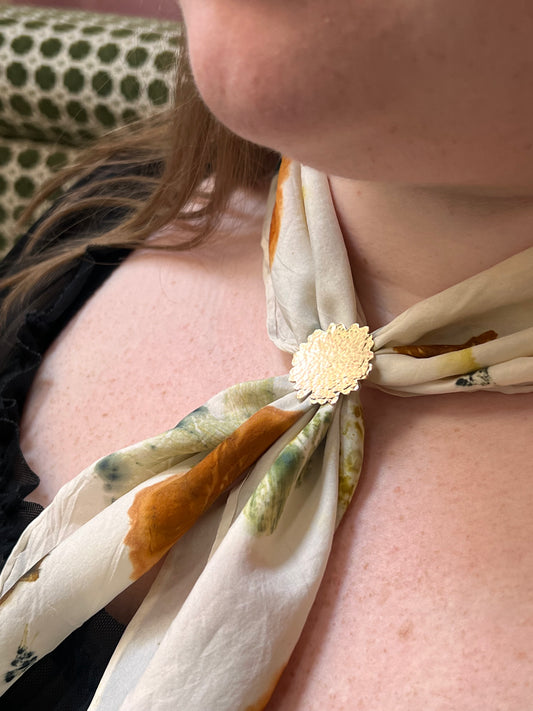 Eco printing and woggle workshop by Alloy Atelier, featuring natural fabric samples and handcrafted woven accessories.