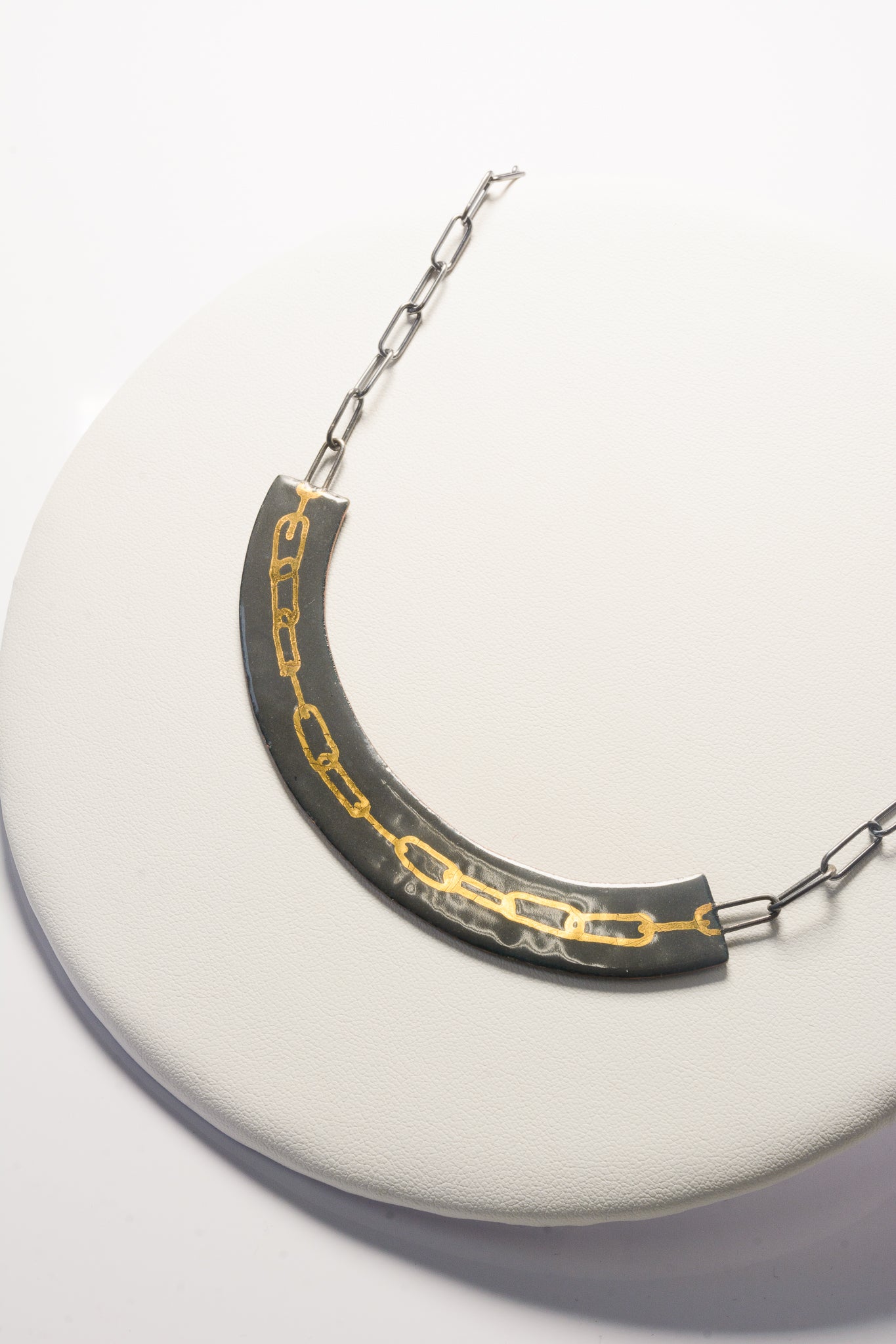 Echo Metals enamel chain necklace with a fixed pendant, featuring vibrant enamel design and a sleek metal chain.